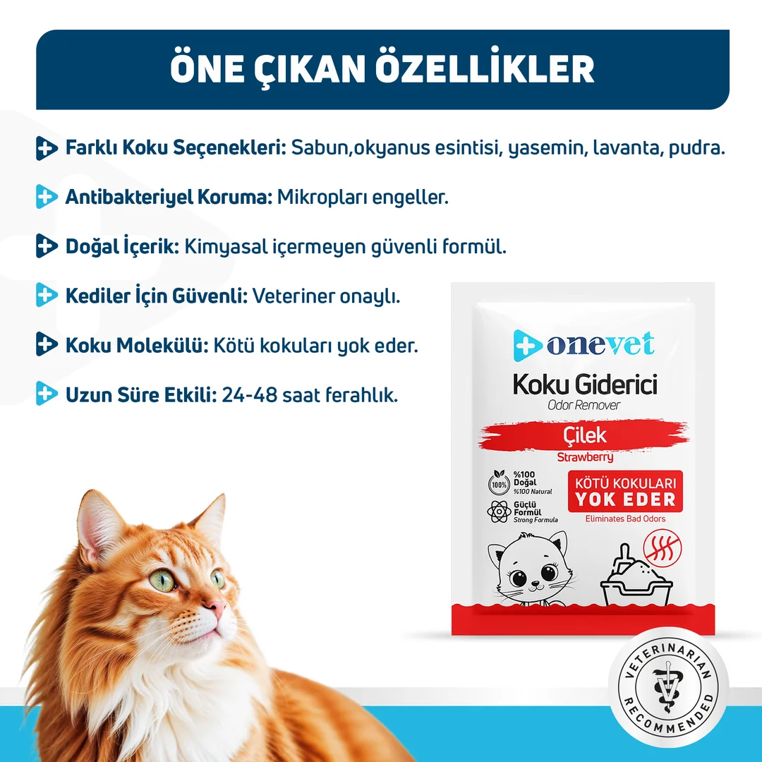OneVet Kedi Kumu Çilekli Koku Giderici - Görsel 4