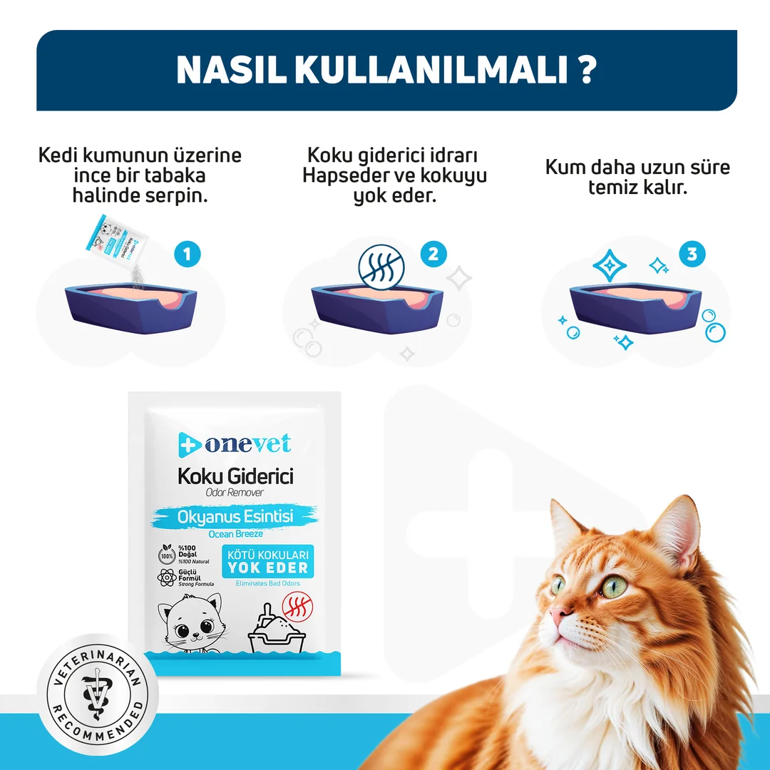 OneVet Kedi Kumu Okyanus Esintili Koku Giderici - Görsel 3