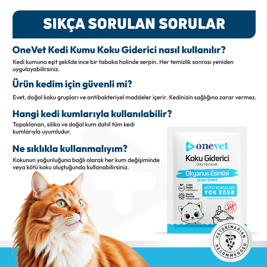 OneVet Kedi Kumu Okyanus Esintili Koku Giderici - Görsel 6