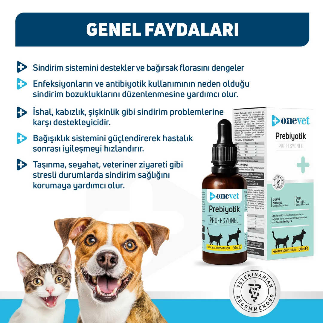 OneVet Prebiotik Kedi ve Köpekler İçin Sindirim Sistemi Destekleyici Damla - Görsel 2