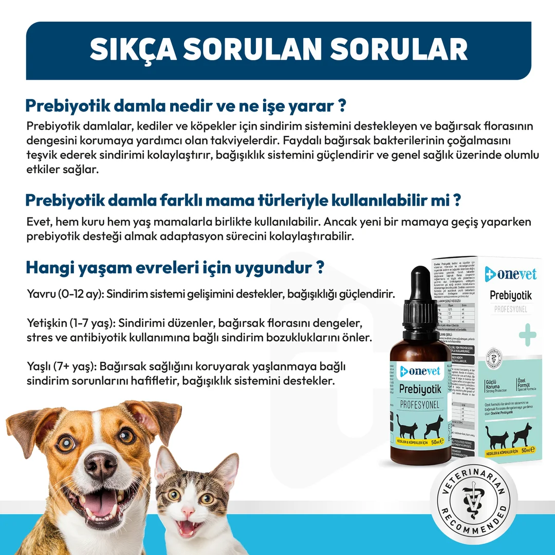 OneVet Prebiotik Kedi ve Köpekler İçin Sindirim Sistemi Destekleyici Damla - Görsel 7