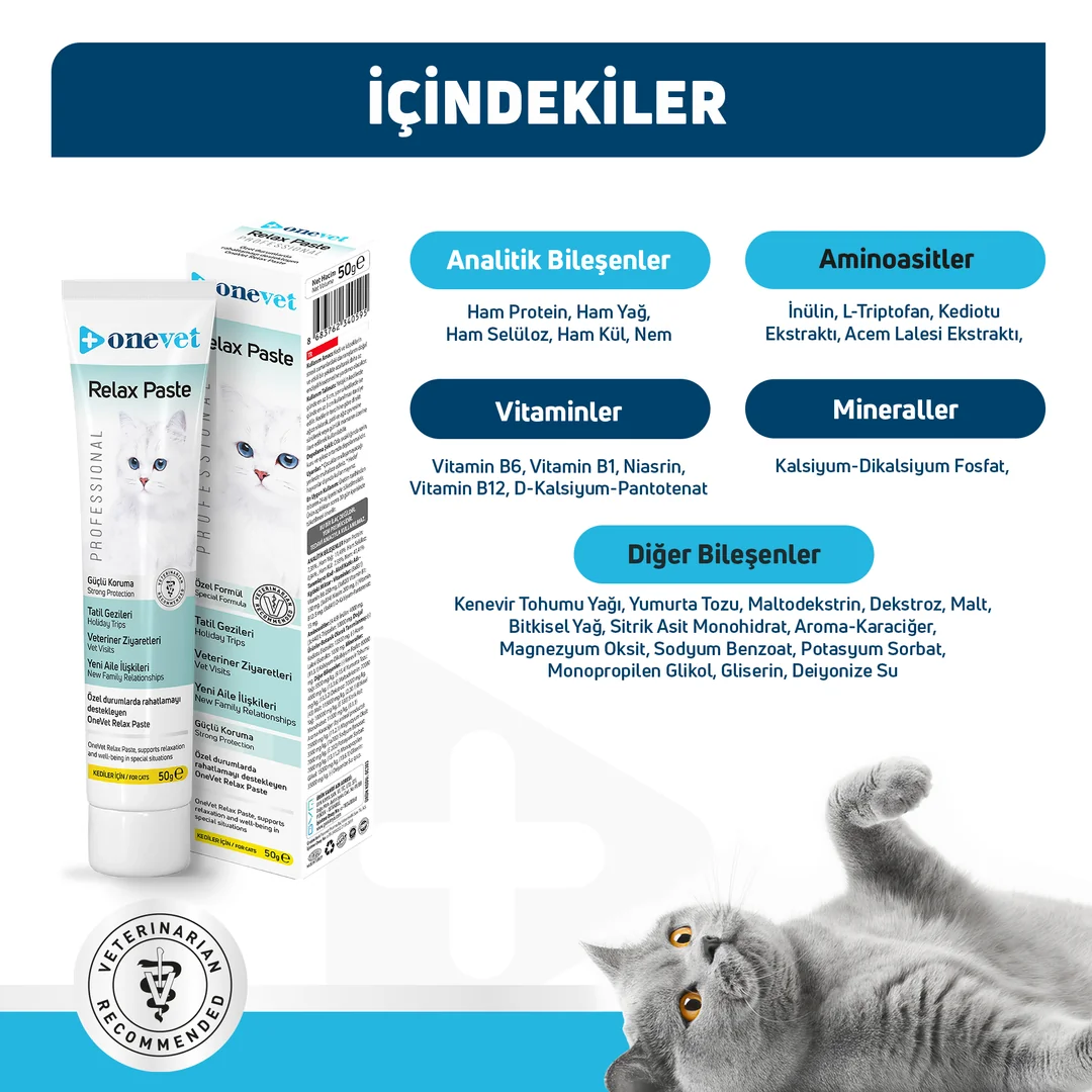 OneVet Relax Paste Stres & Anksiyete Azaltıcı Kedi Maltı - Görsel 3