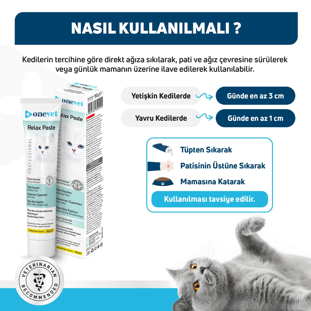 OneVet Relax Paste Stres & Anksiyete Azaltıcı Kedi Maltı - Görsel 4