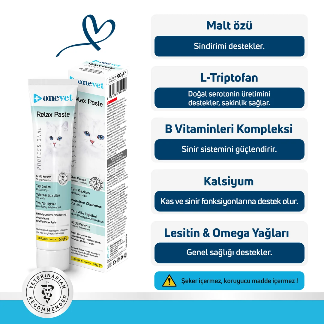 OneVet Relax Paste Stres & Anksiyete Azaltıcı Kedi Maltı - Görsel 5
