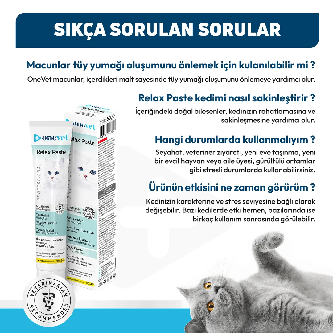 OneVet Relax Paste Stres & Anksiyete Azaltıcı Kedi Maltı - Görsel 7