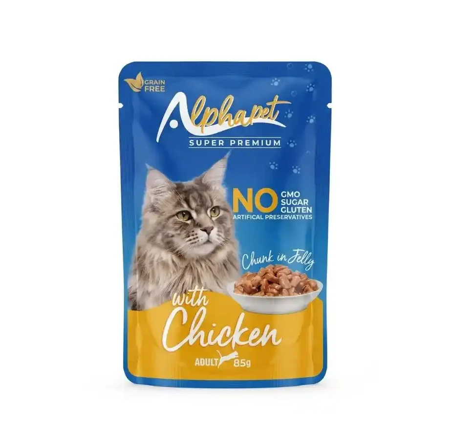Alphapet Jöleli Parça Etli Tavuklu Yetişkin Kedi Yaş Maması 85 Gr x 24 Adet