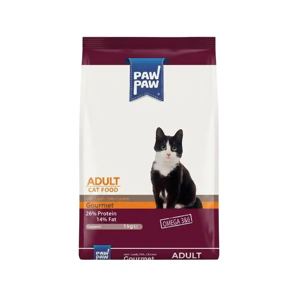 Gurme kedi maması – Paw Paw kuzu balık ve tavuklu yetişkin mama 1 kg