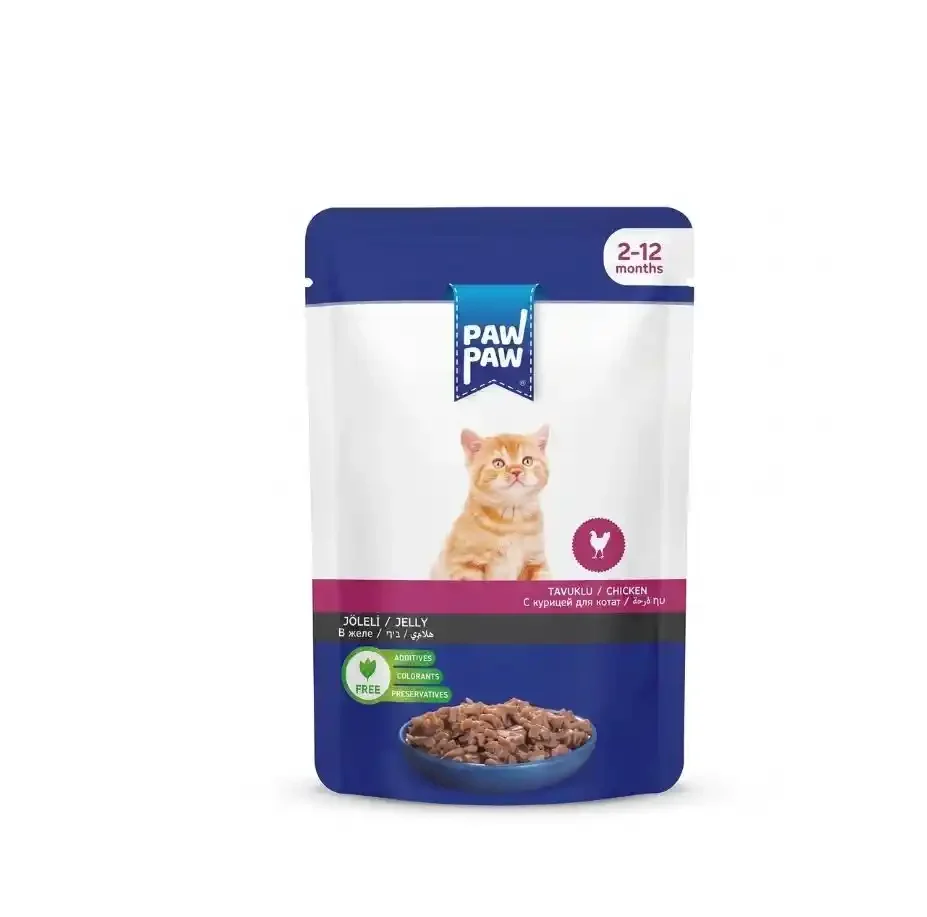 Paw Paw Pouch Jöleli Tavuklu Yavru Kedi Yaş Maması 85 Gr x 24 Adet